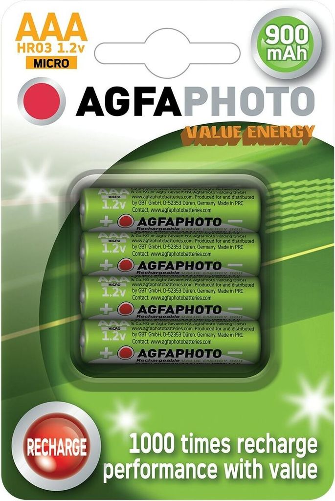 AgfaPhoto Batterijen 1x4 Akku NiMh Micro 1000 mAh, Dobíjecí Obrázek produktu 