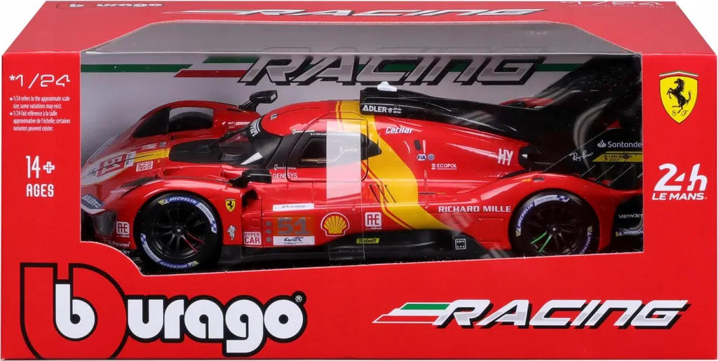 Voiture de Collection Ferrari 499P Le Mans 2023 Bburago 1:24 Rouge 26309