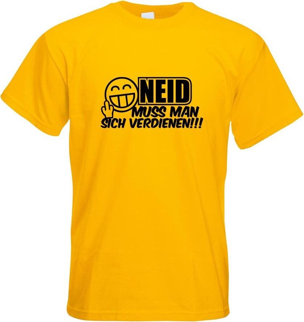 Kiwistar - T-Shirt - gelb - Neid muss Man Sich verdienen Motiv Bedruckt Funshirt Design Print - mit Motiv Bedruckt - Funshirt Design - Sport - Frei...