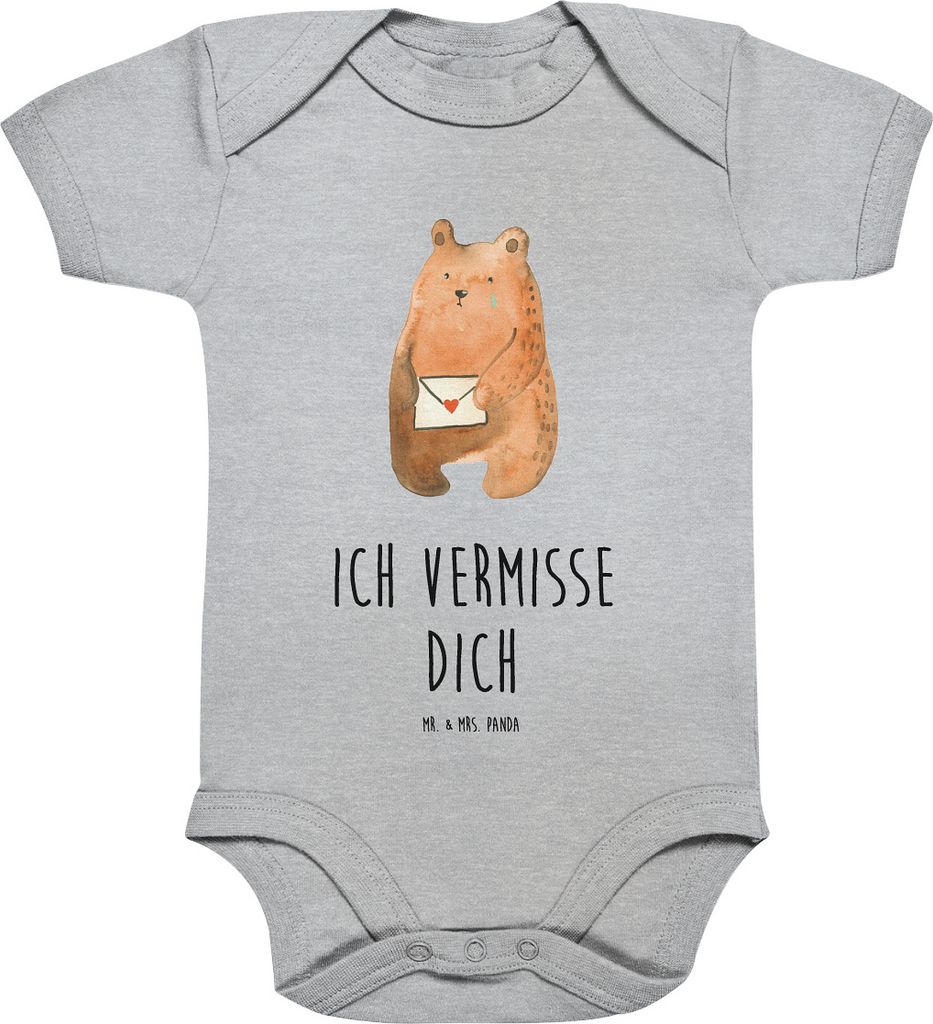 Mr. & Mrs. Panda babykleidung body Bär Vermissen 3. - 6. Monat - Heather Grey - Geschenk, Babystrampler, Einteiler, Babybody, Liebeskummer, Stramp...