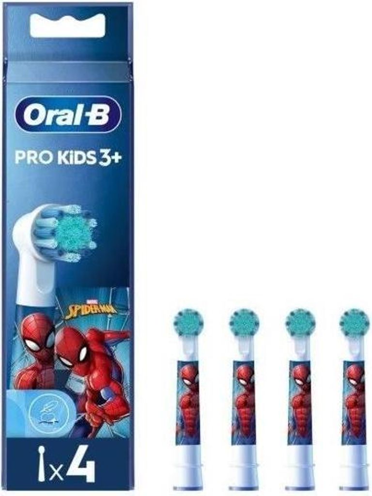 Oral-B Kids Spiderman Aufsteckbürsten, 4 Stück, Extra Weiche Borsten, Runder Bürstenkopf, Für Oral-B Kids Elektrische Zahnbürsten