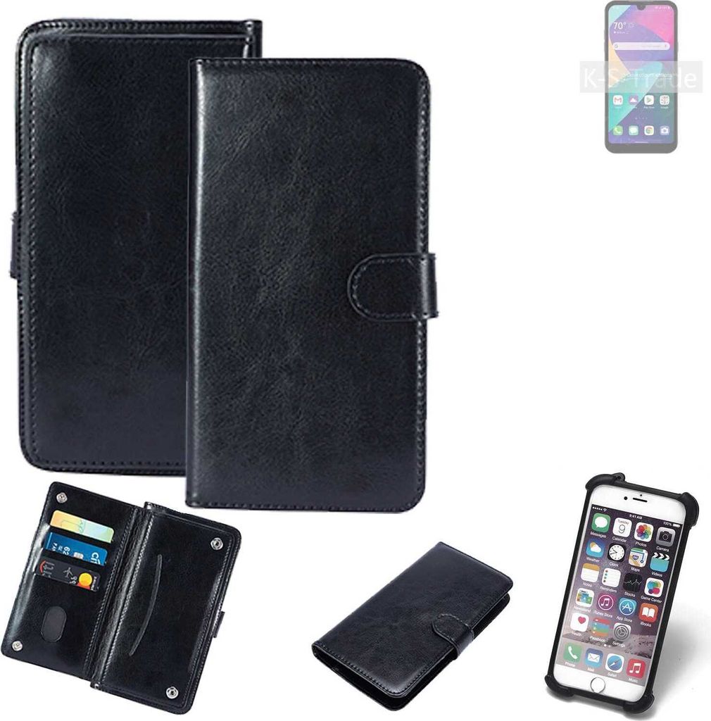 K-S-Trade 360° Hülle kompatibel mit LG Electronics Phoenix 5 schwarz Kunstleder Case BookCase WalletCase Kunstlederederhülle Handyhülle,
