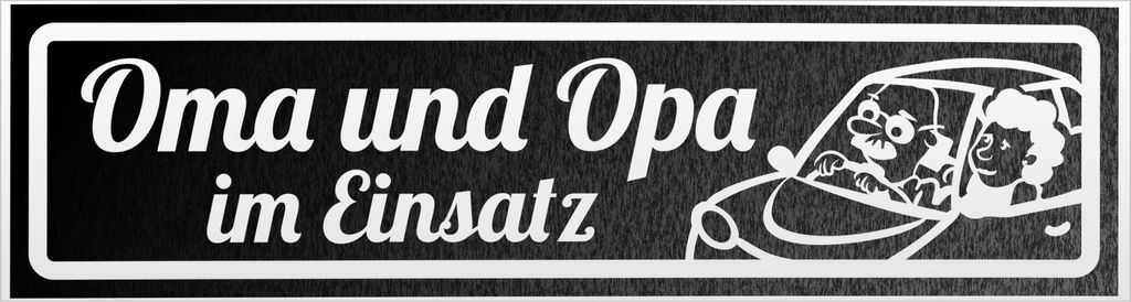 Kiwistar Oma und Opa im Einsatz V2 invertiert Magnetschild Schild magnetisch - 60cm Schwarz - reflektierend - Magnetfolie für Auto PKW Kfz