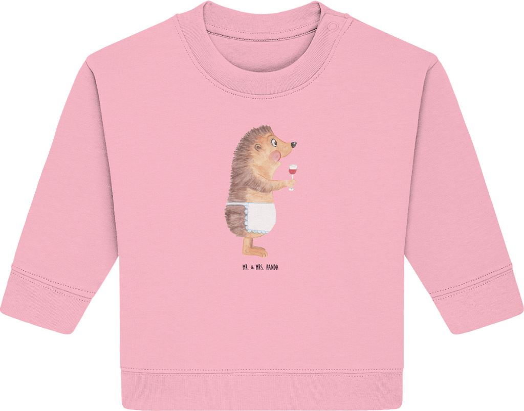 Mr. & Mrs. Panda Organic Baby Pullover Igel Wein 6. - 12. Monat - Baumwolle Pink - Geschenk, Lustige Sprüche, Weißwein, Weinglas, Rotwein, Weintr...