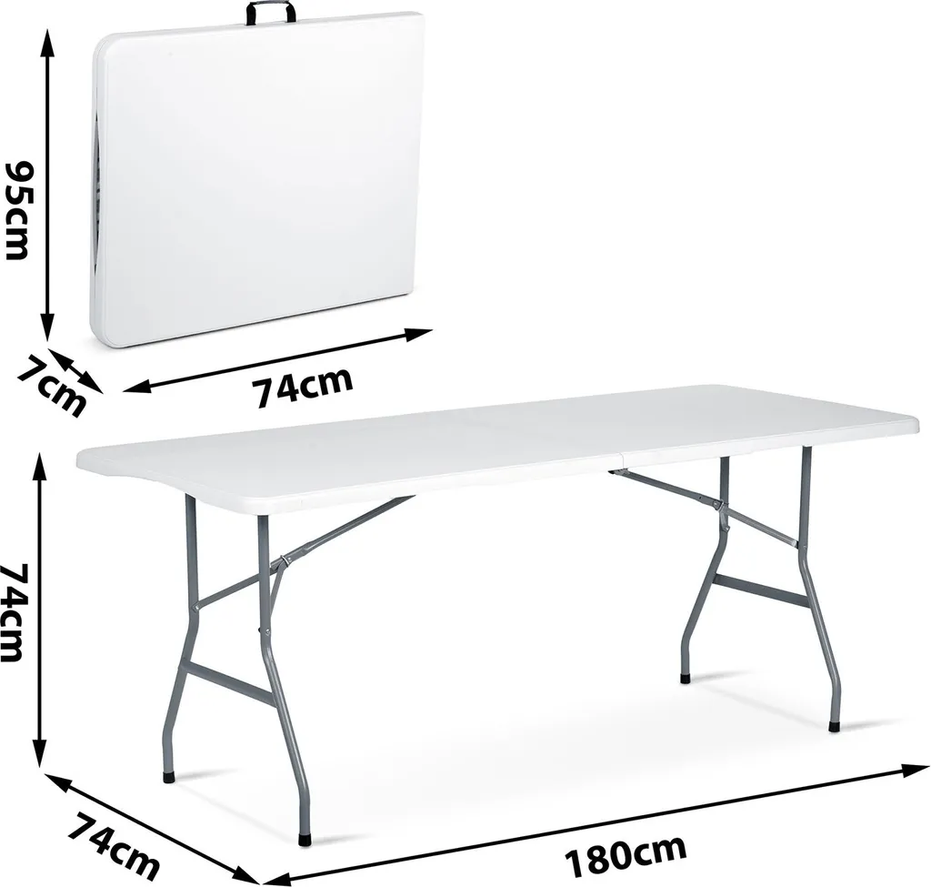 Grande table de buffet pliante 180cm blanche - Table d'appoint jardin - 4