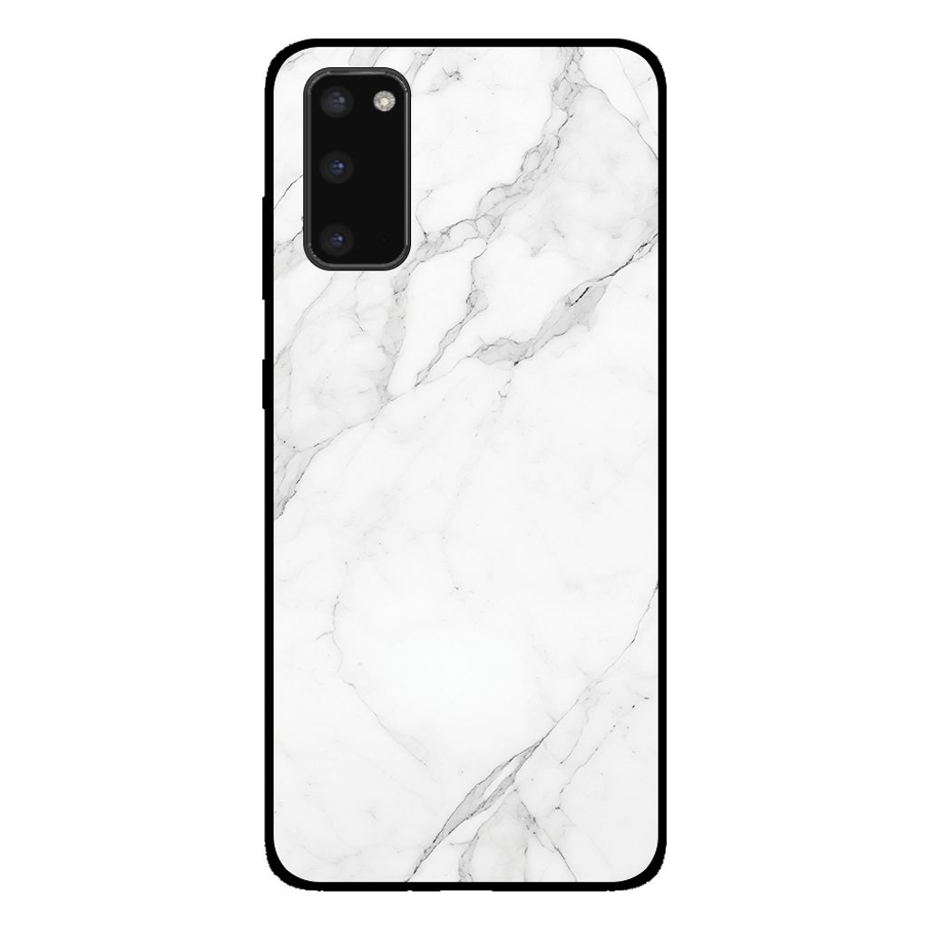 Smartphonica Handytasche für Samsung Galaxy S20 mit Marmordruck - TPU Rückendeckung Fall Marmor Design - Weiß