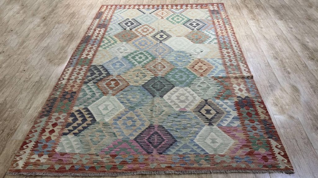 Teppich KELIM ORIGINAL | Farbe: Multi; Größe: 200x295 cm | strapazierfähig und leicht zu reinigen | Wohnzimmer | Schlafzimmer