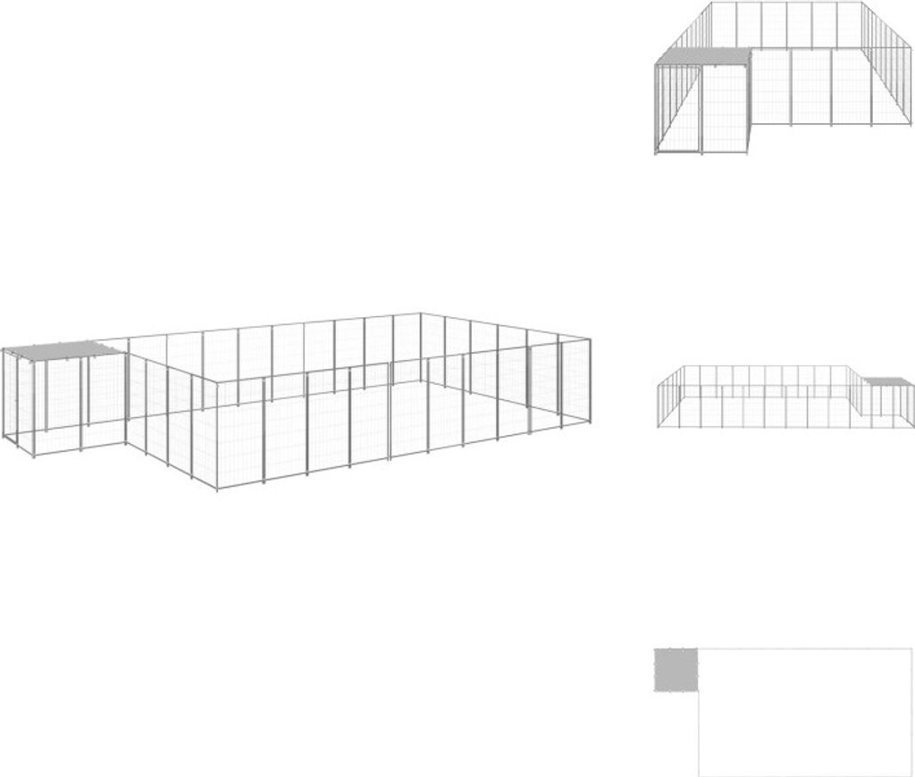 vidaXL Hundezwinger Silbern 19,36 m² Stahl - Hundezwinger & -ausläufe