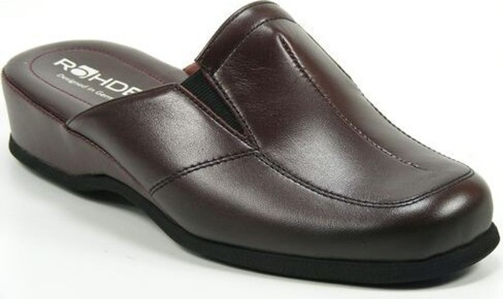 Rohde Damen Hausschuhe Pantoffeln Leder 6142, Schuhgröße:40
