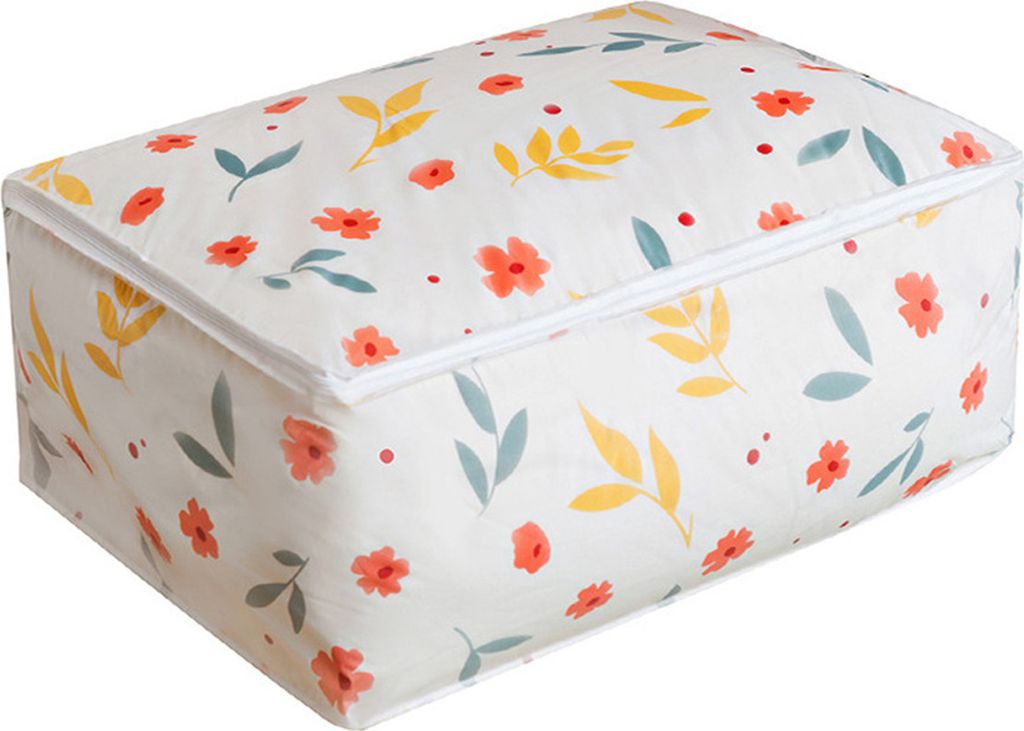 Wiederverwendbare und waschbare Aufbewahrungstasche für Bettwäsche, Kleidung und Hosen (groß, Blumenmuster)