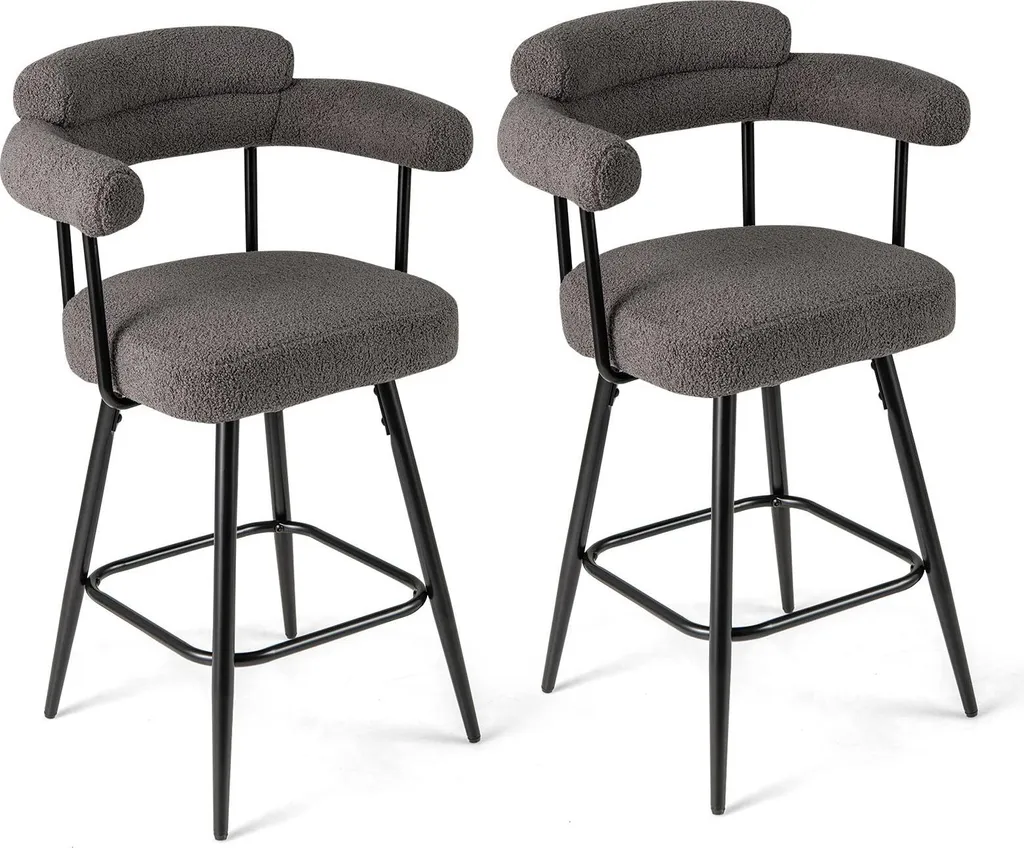 Tabouret de bar rotation 360° gris ensemble de 2 sièges réglables