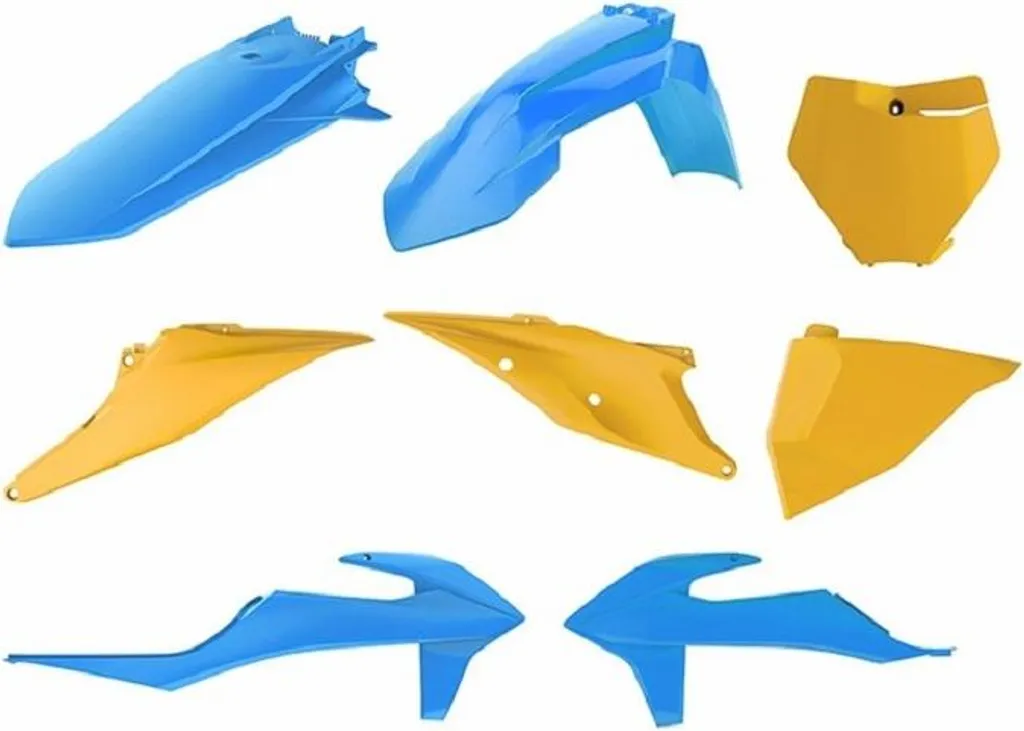Kit plastique Polisport MX Vintage Edition bleu/jaune résistant KTM