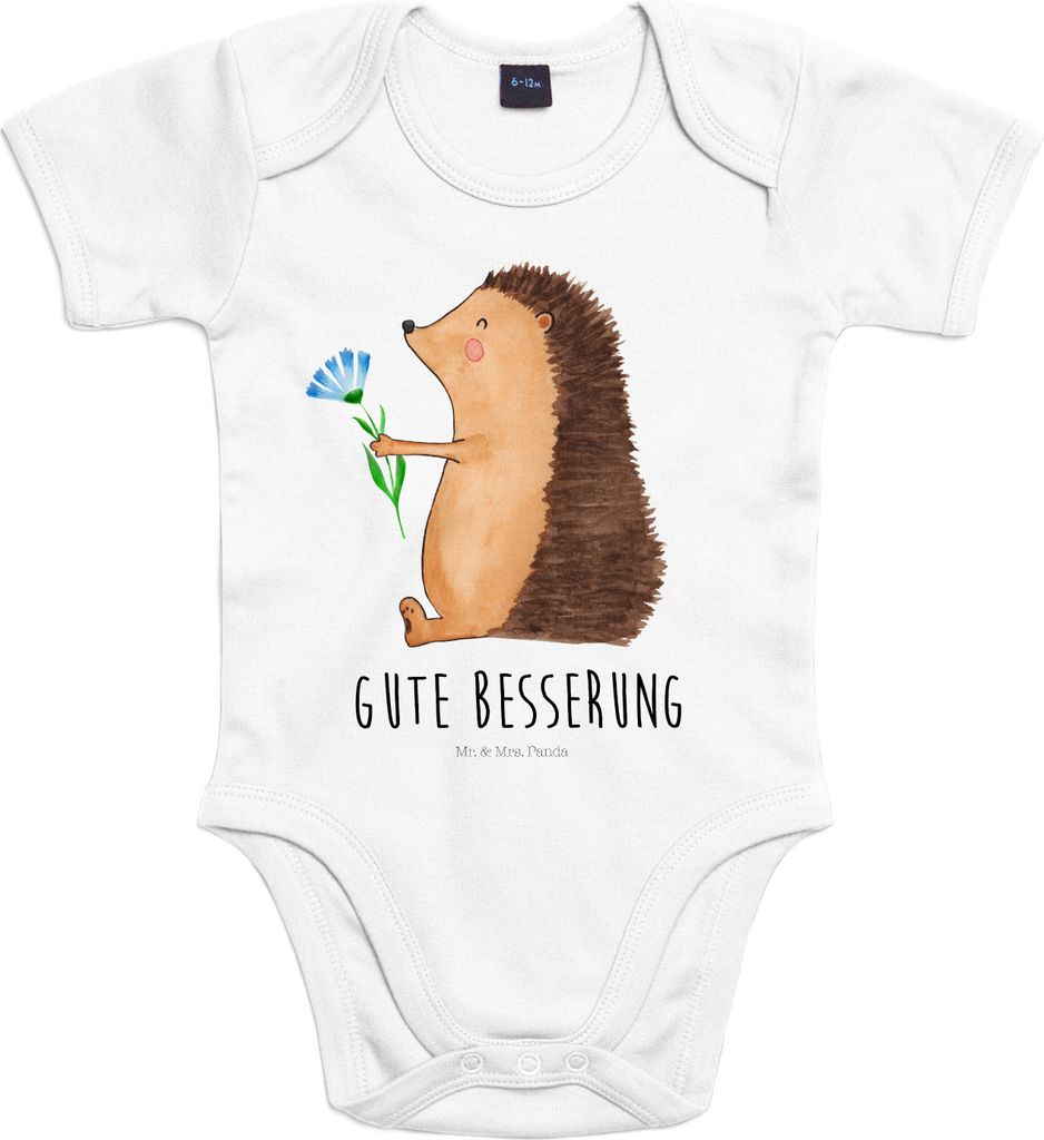 Mr. & Mrs. Panda Strampler Baby Igel Blumen 1. - 3. Monat - Heather Grey - Geschenk, Krankheit, babykleidung body, Kurzarmbody, Lustige Sprüche, G...