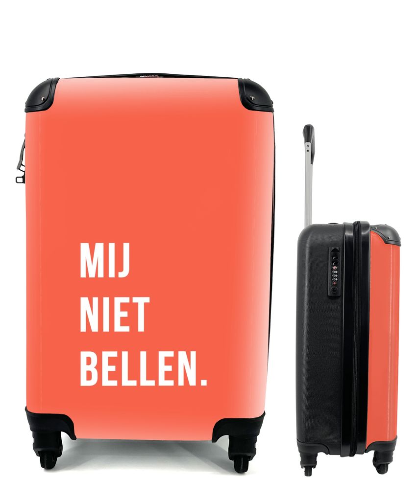 MuchoWow Koffer Handgepäck Trolley Rollkoffer Kleine Reisekoffer mit 4 Rollen - Zitate - Sprichwörter - Ruf mich nicht an. - Orange - Weiß - C...