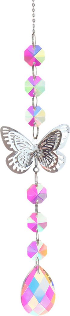 Faux Crystal Butterfly Sun Catcher Wind Chime Regenbogen Prisma Hängende Sonnenfänger für Gartenfenster Home Decor-E