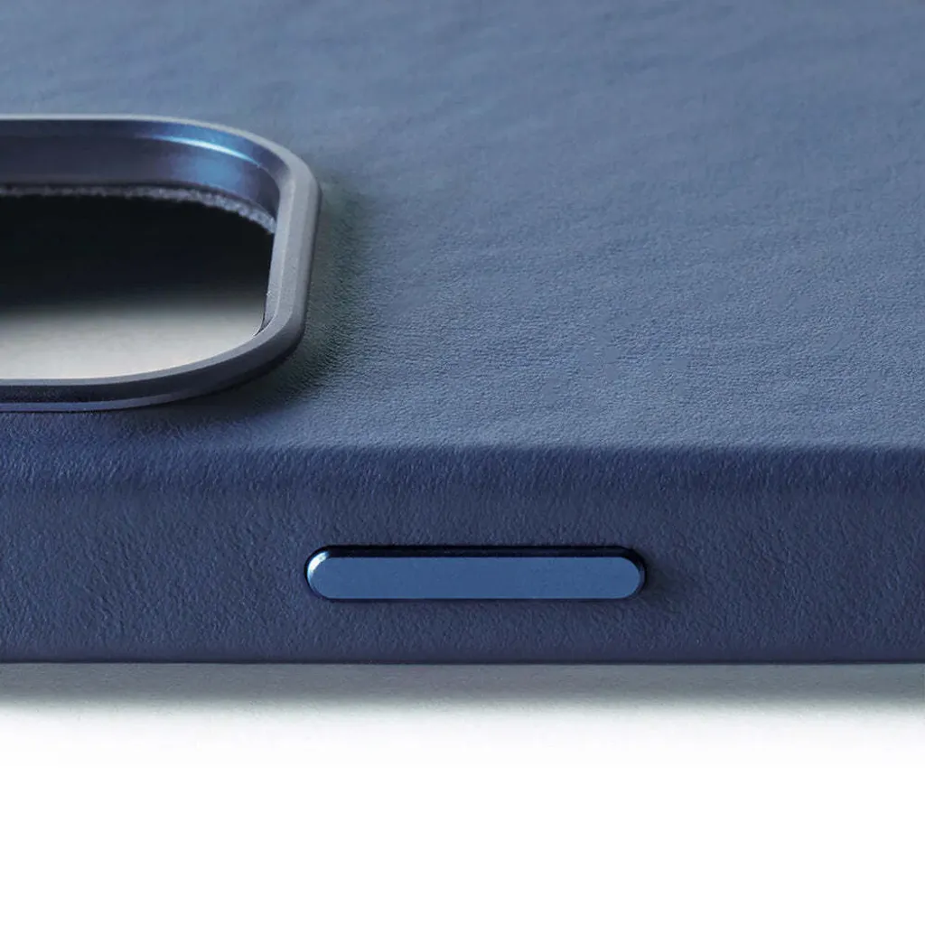 Protection luxe iPhone 16 Pro Mujjo étui cuir véritable bleu monaco - 8