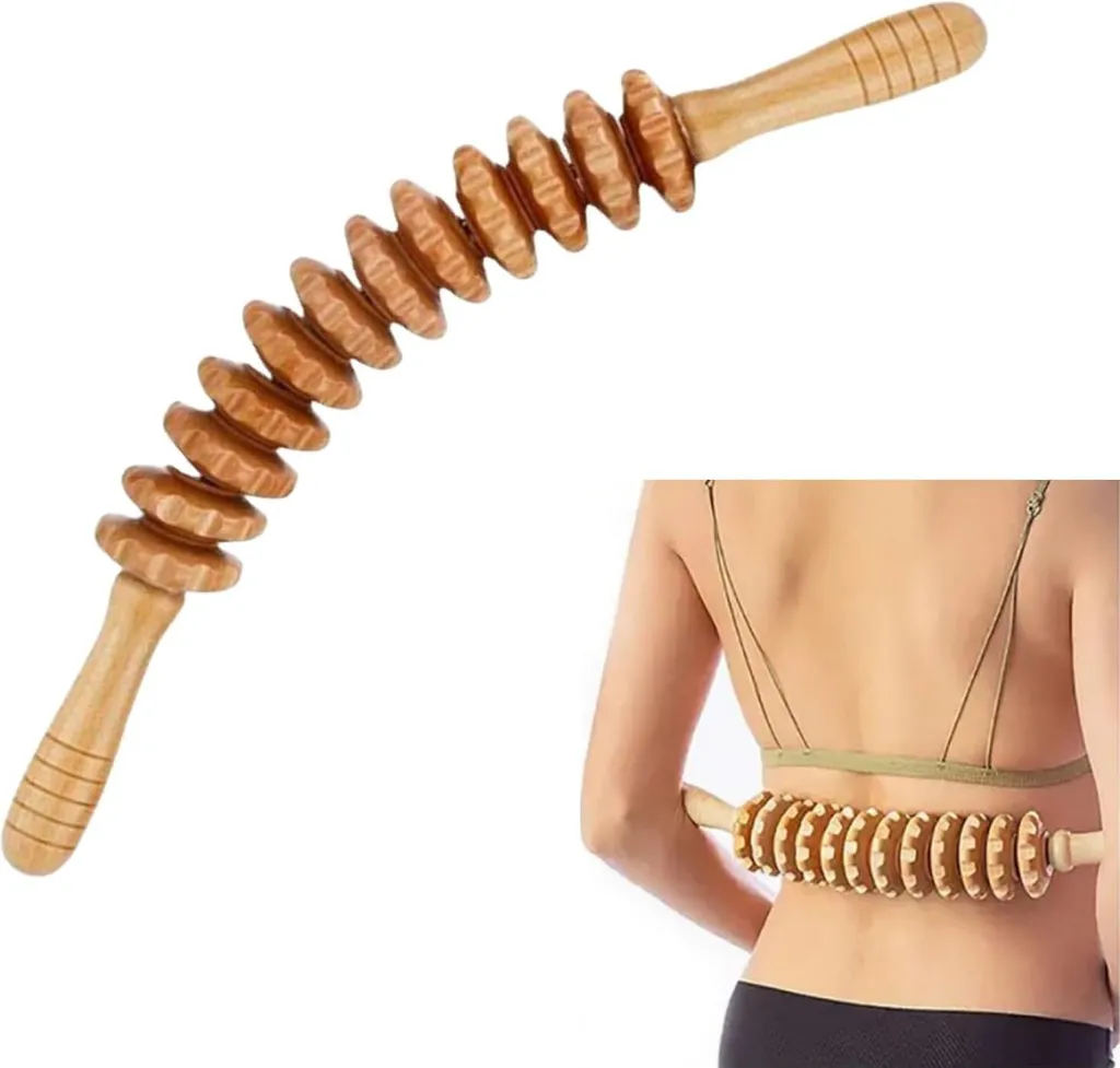 Rouleau de massage bois anti-douleur pour soulager les tensions du dos
