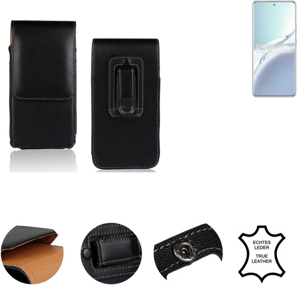 K-S-Trade Holster Gürteltasche Handy Hülle Schutzhülle kompatibel mit Oppo F27 Pro+ Handyhülle Leder schwarz, 1x