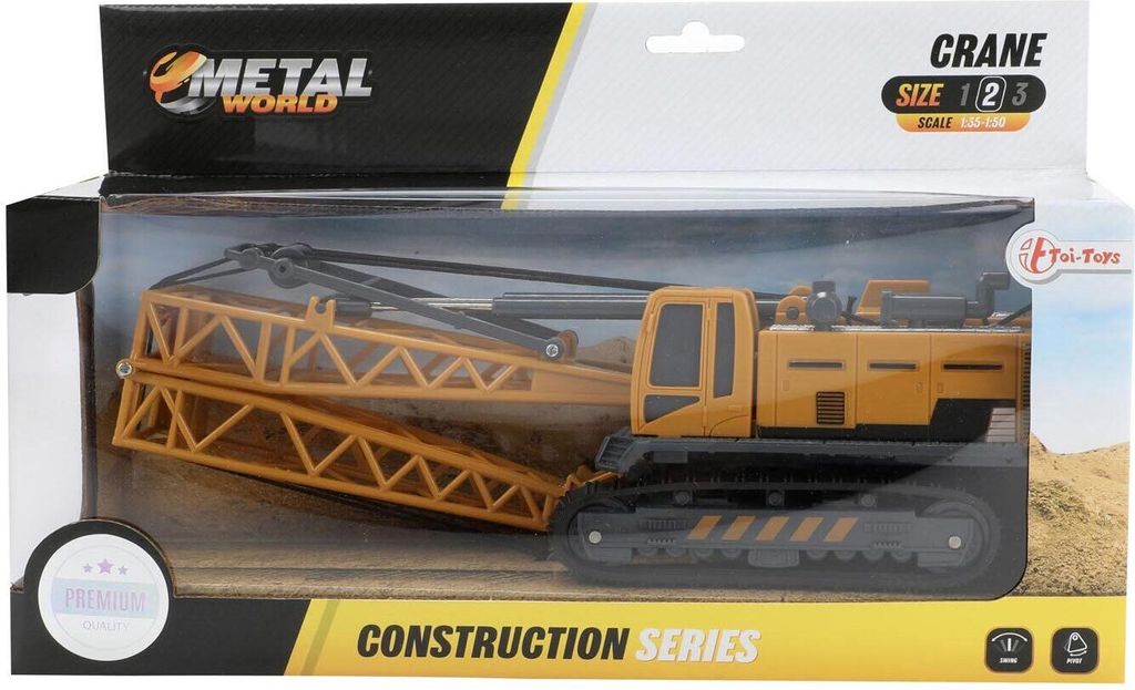 Toi-Toys Baufahrzeug Kranwagen mit Raupenketten 1:55 Metall Produktbild 
