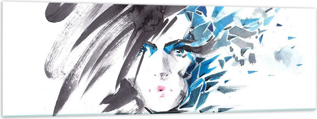 Bilder auf glas - Frau Gesicht Illustration Make-up - 160x50cm - Glasbilder - Wandbilder - Kunstdruck - Wanddekoration aus Glas - Glas Bilder - Wan...