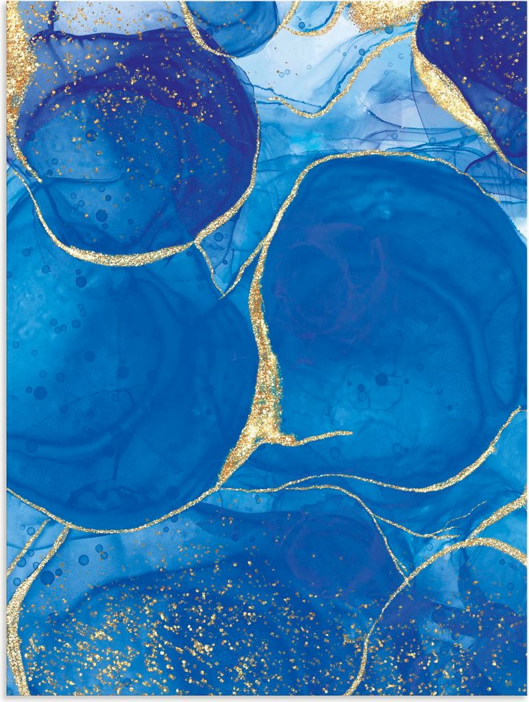 ARTland Wandbild Alu für Innen & Outdoor Flüssiger Blauer Marmor Größe: 30x40 cm