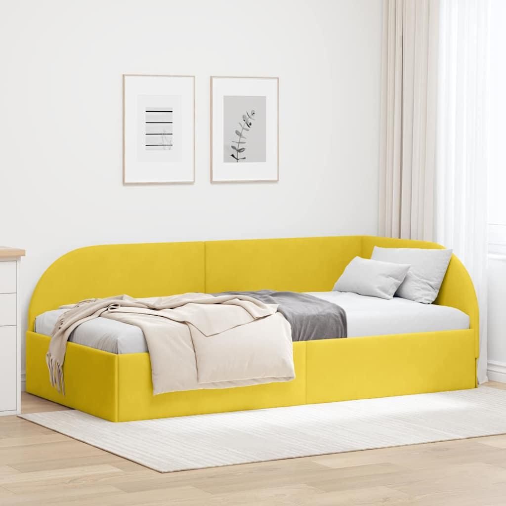 "Schlussverkauf" Einzelbett 1 PLACE - EckBettgestell einzel - Gelb 90 cmx200 cm Polyester und Sperrholz C3189