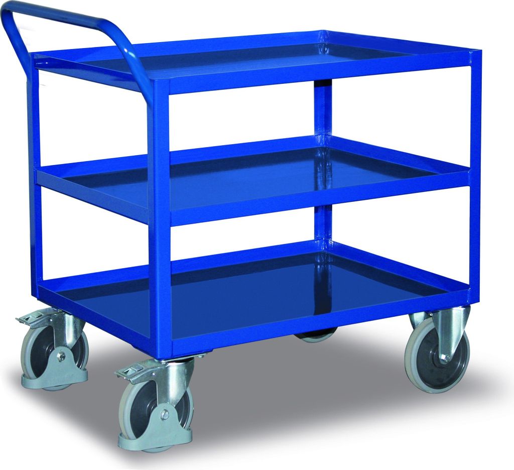 Tischwagen, 3 öldicht verschweißte Wannen, Ladefläche LxB 995x695 mm, Außenmaße LxBxH 1165x700x1065 mm, Traglast 400 kg
