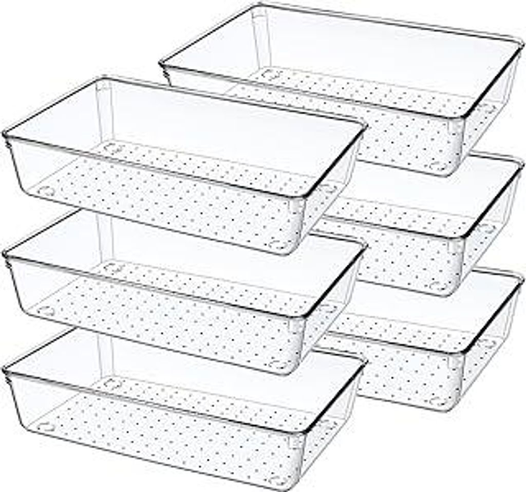 6 Stücke Klar Schubladen Organizer, Orgenizerboxen Schminktisch Sortierbox Schubladen Ordnungssystem, Make Up Badezimmer Drawer Organizer, für K...