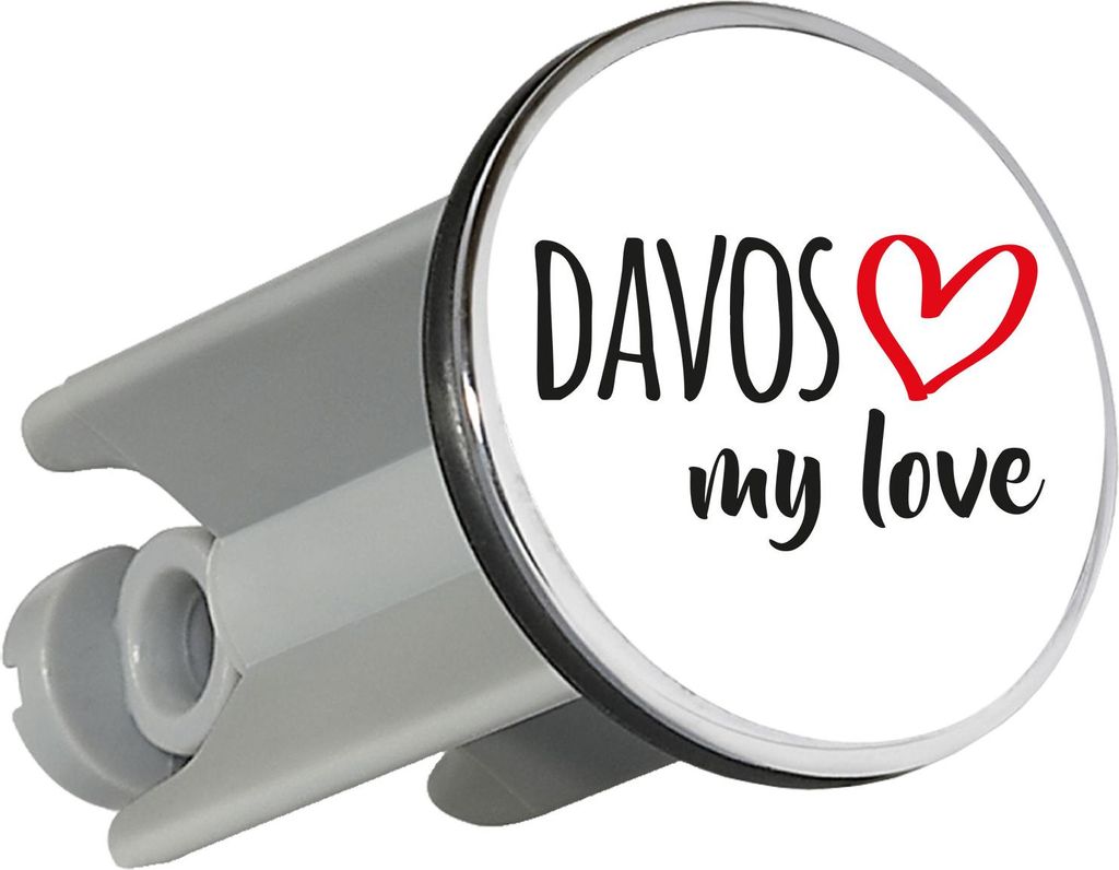 Huuraa Waschbeckenstöpsel Davos my love 4cm höhenverstellbar Abflussstopfen Geschenkidee