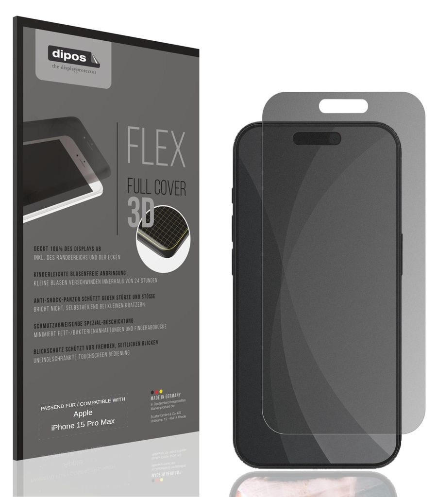 Full Cover Privacy Blickschutzfolie für Apple iPhone 15 Pro Produktbild 