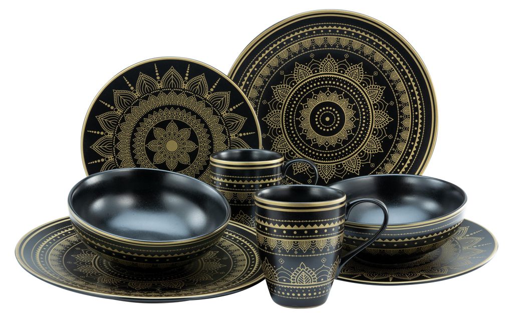 CreaTable, 23587, Mandala Schwarz, Kombiservice 8-tlg, Produktbild 