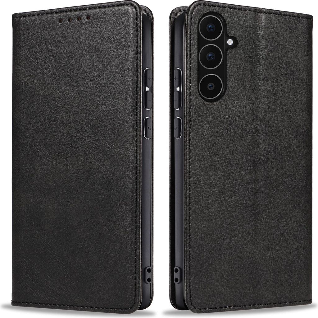 Handyhülle für Samsung Galaxy A56 5G Kunstleder Flip Cover Hülle Handytasche Case Kartenfach Farbe: Schwarz