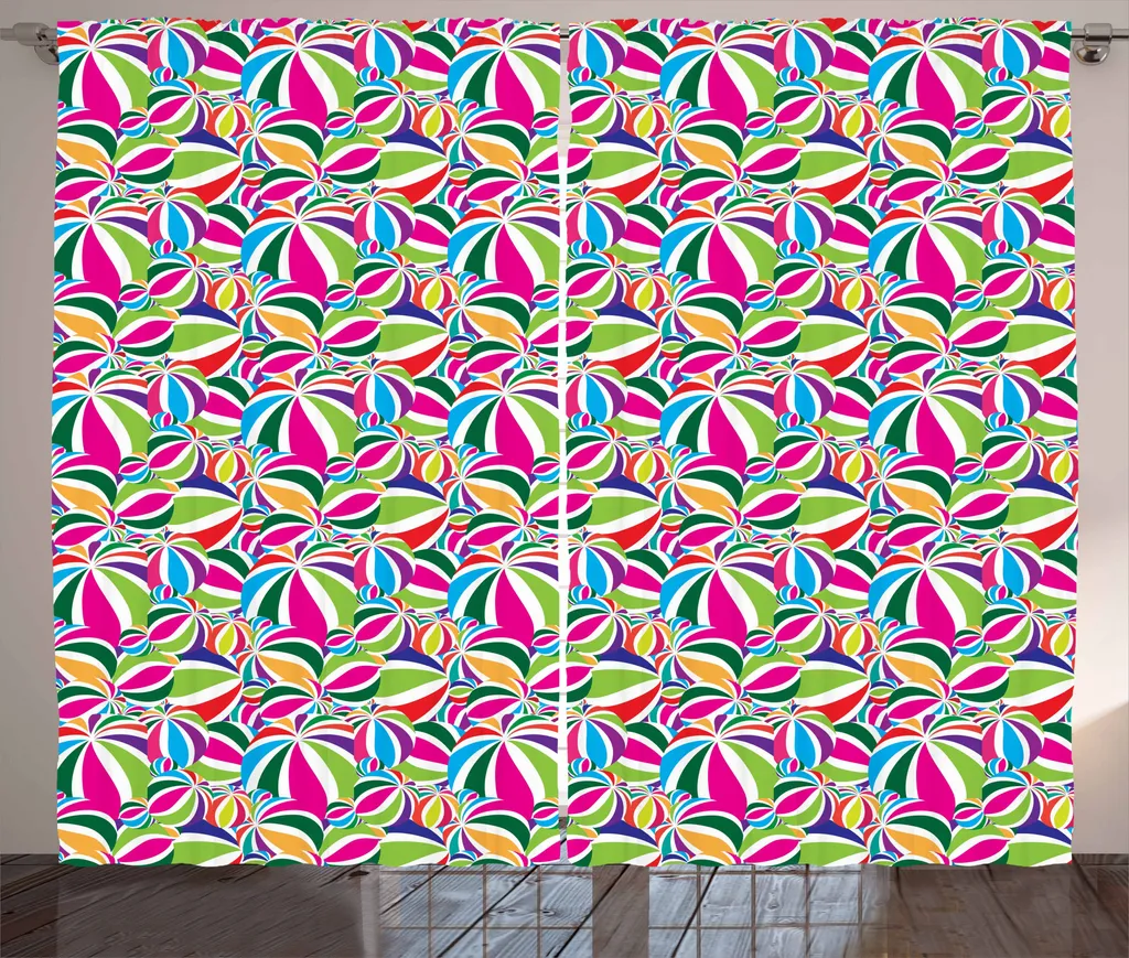 ABAKUHAUS Tenda A Pannello 2 Pezzi Con Nuvole E Mongolfiere - Microfibra Semitrasparente, 150x175 Cm, Multicolore, Per Camera Da Letto E Soggiorno
