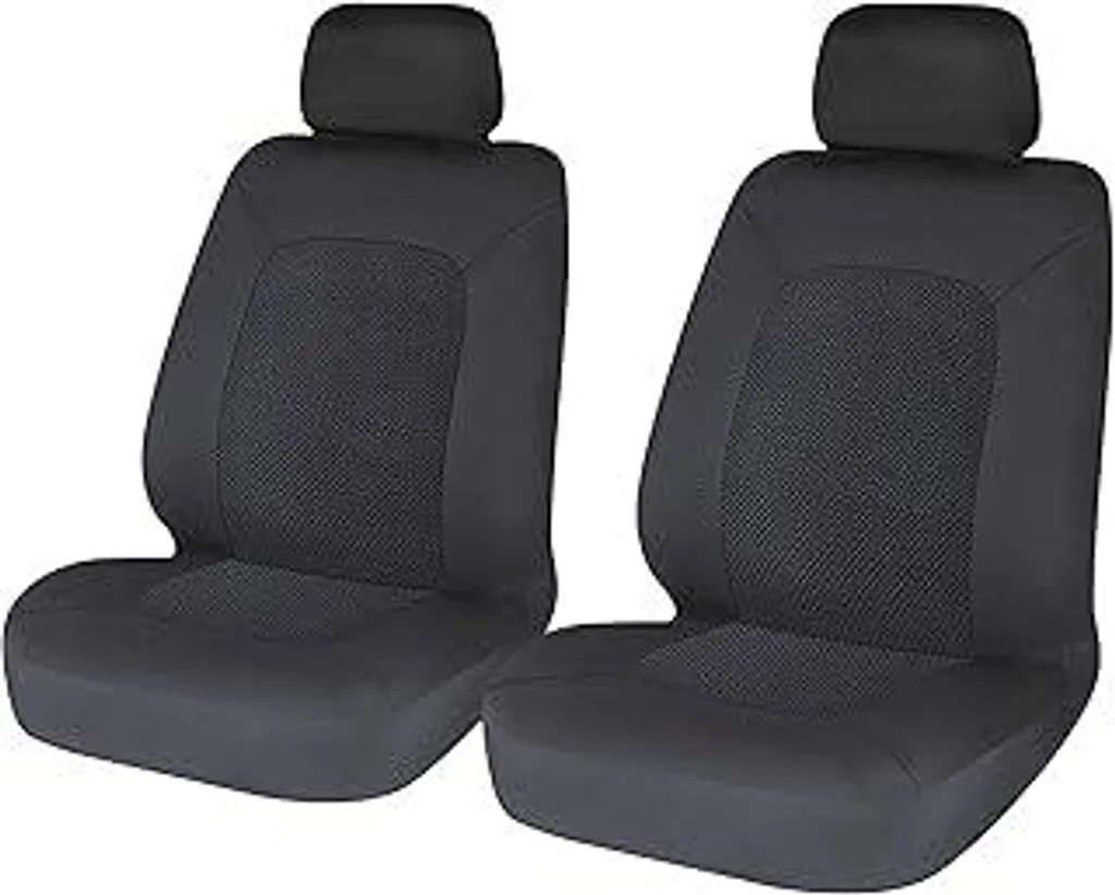 Sakura SS5401 Coprisedili anteriori per auto e furgoni, Hampton, 1 coppia, nero, universale, facile da montare