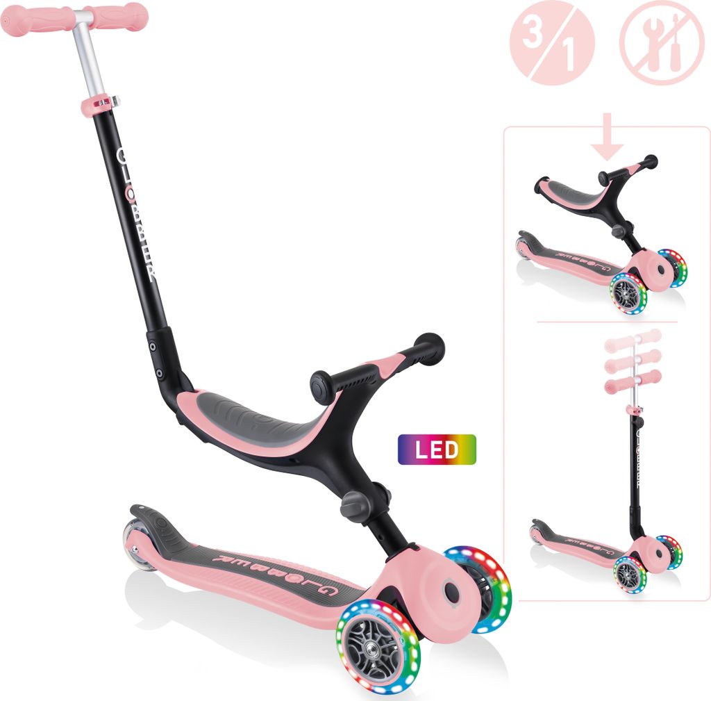 GLOBBER GO-UP FOLDABLE LIGHTS – 3 in 1 Dreirad, 120/80 mm, Produktbild