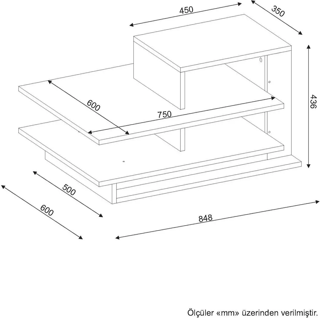 Table basse design Venüs avec rangement intégré blanc et noyer - 4