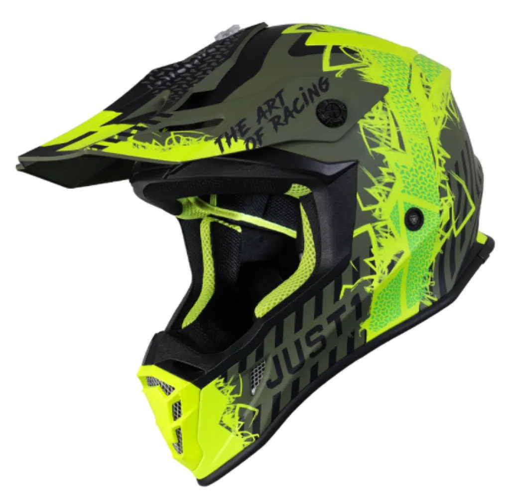 Casque JUST1 J38 MASK Jaune Fluo mat, ventilation et confort taille L