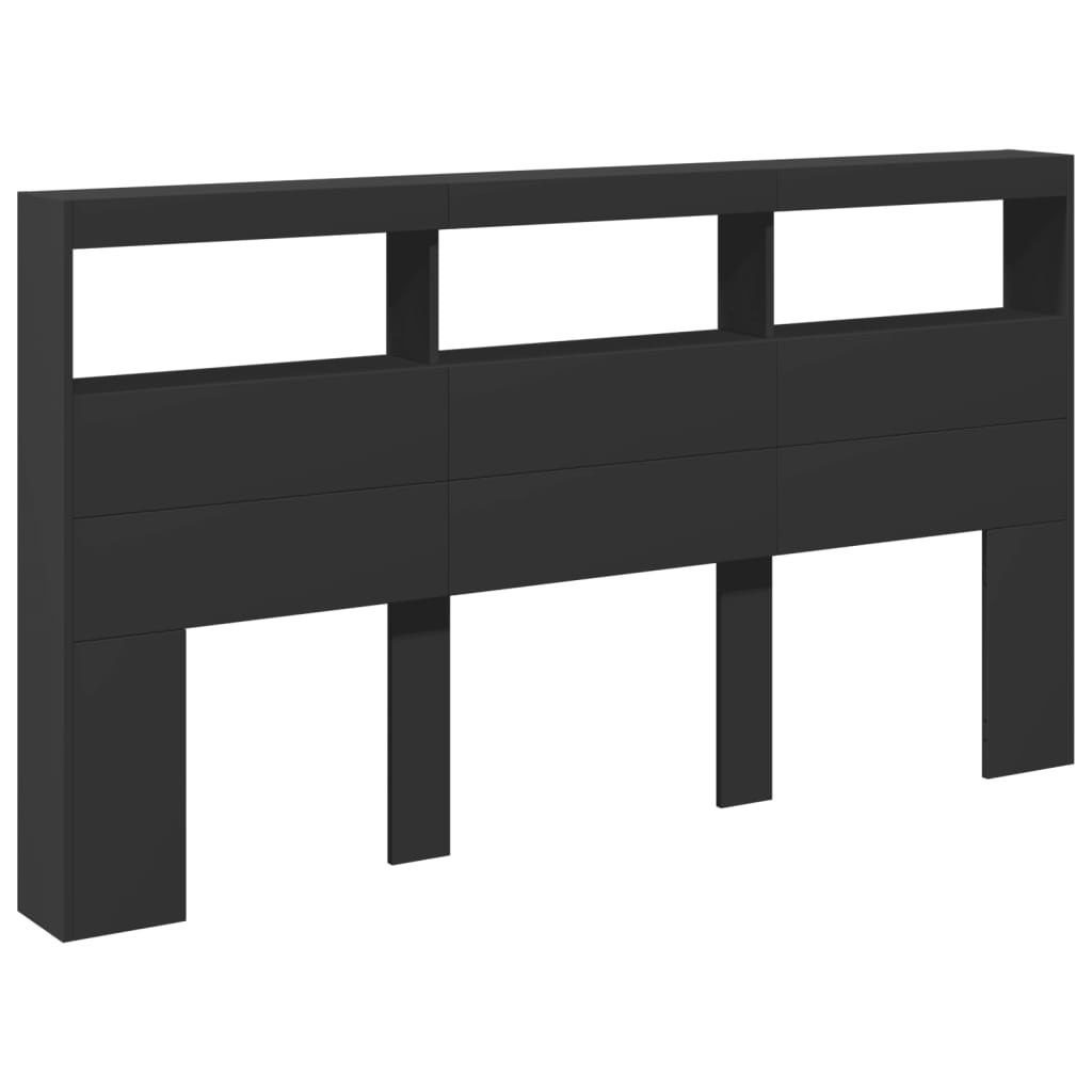 "Winter Sale" Kopfteile - Schwarz LED-Kopfteil mit Ablagen Schwarz 180x17x102cm DE4642657