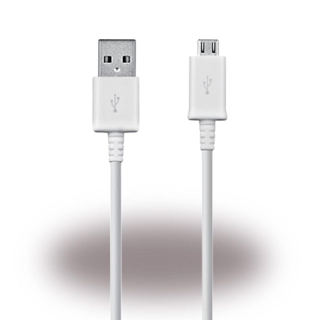 A white USB to Micro USB charging cable is shown against a white background.