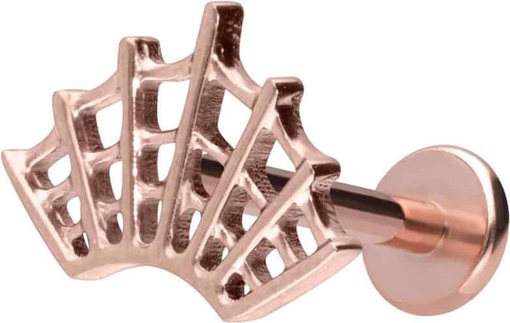 Ohrpiercing, Nasenpiercing Titan Labret mit Innengewinde SPINNENNETZ RoséGold Stablänge: 5mm | Stabstärke: 1,2mm