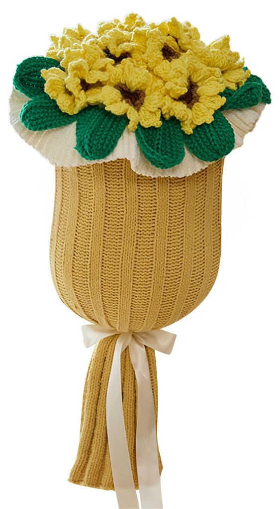 Rosenstrauß-Dekokissen, dekoratives Strickblumenkissen, Sofakissen, Bettkissen, Geschenk zum Valentinstag, Muttertag, Weihnachten