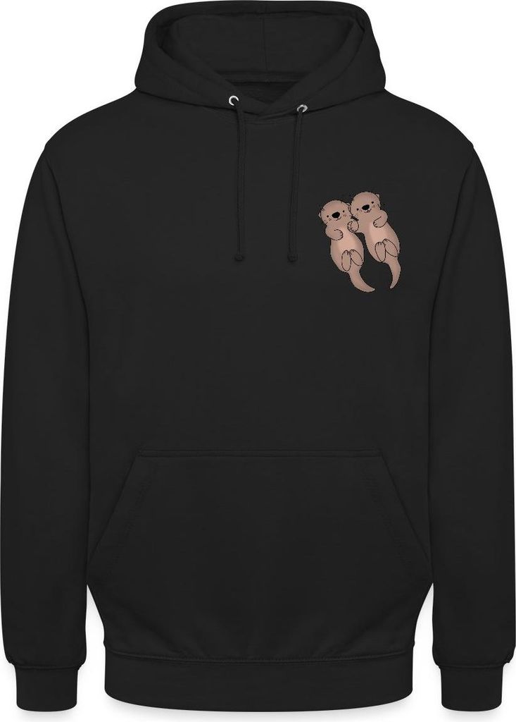 Spreadshirt Otter Halten Händchen Geschenk Uni Hoodie, XL, Schwarz