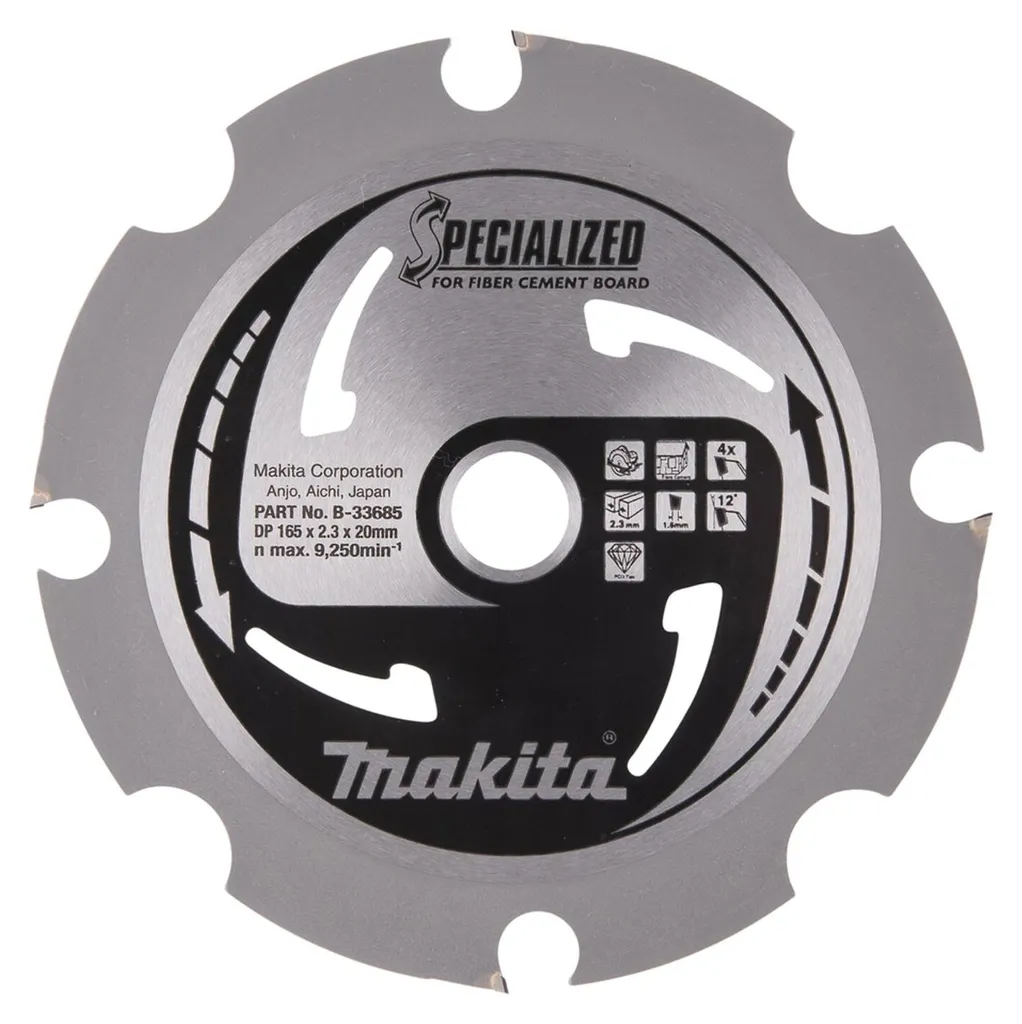 Makita B-20965 Lame Scie Circulaire PCD 165x20mm 4 Dents Fibrociment