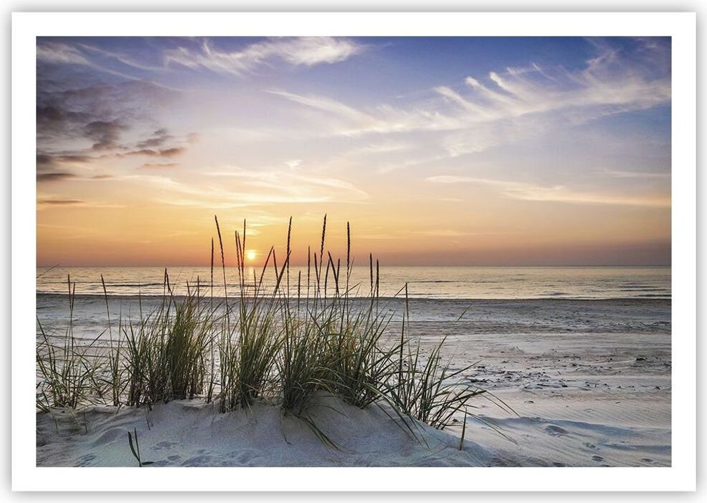 Poster - Poster ohne Rahmen - Westen Sonne Strand - 100x70 cm - Wand Bild - Wanddeko - Wandbilder - Kunstposter - Wandposter - Bilder - Kunstdruck ...