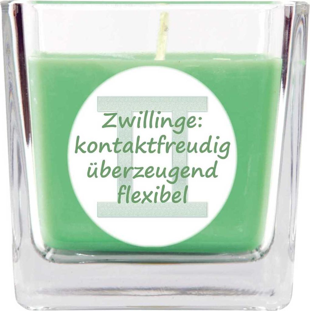 HS Candle "Sternzeichen" Duftkerze Kokos im Bonbonglas ( Zwillinge ) - viele Motive zur Auswahl, 190g - Brenndauer bis zu 50 Std - Gemini