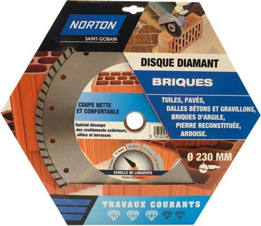 NORTON segmentierte Diamanttrennscheibe für Ziegel, Durchmesser 230 mm