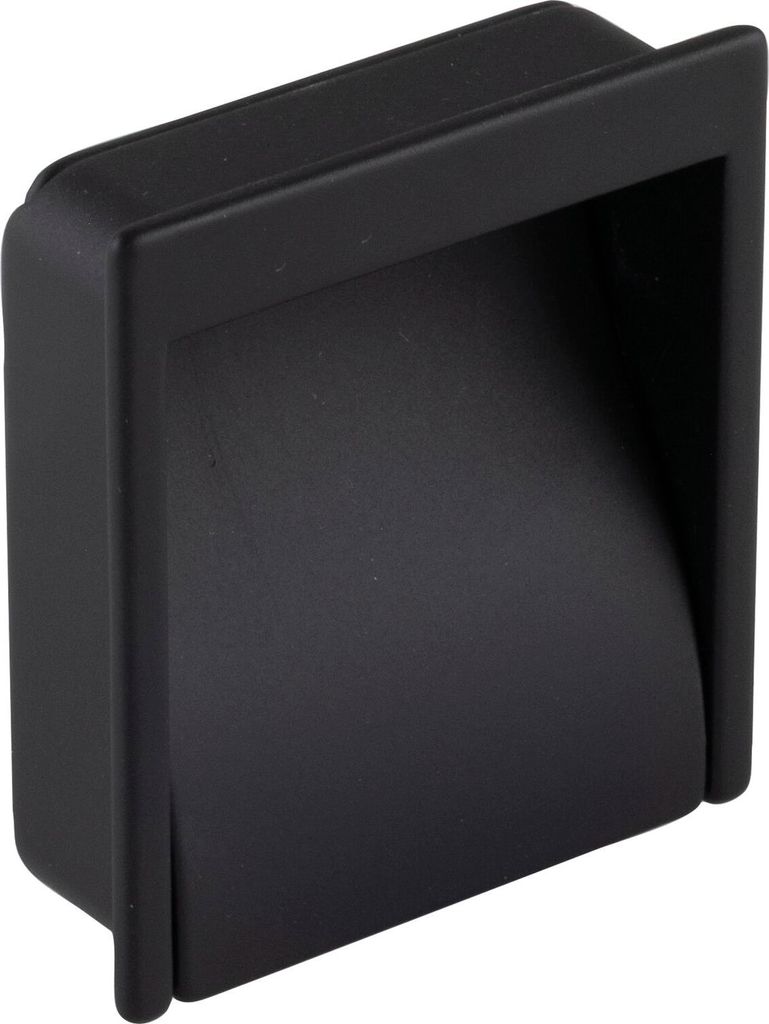 Pamar Muschelgriff Miach, Möbelgriff Schubladengriff Einlassgriff, einfache Montage, Zinkdruckguss schwarz matt, Breite 55 mm, Höhe 60 mm