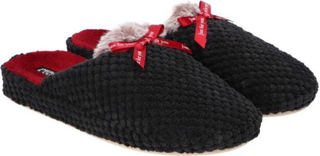 AMERICAN CLUB, SL13, Niedliche Hausschuhe, Warme Damen Hausschuhe, Elegant Slipper, Perfekt für sich selbst oder als Geschenk, Farbe: Schwarz, Gr...