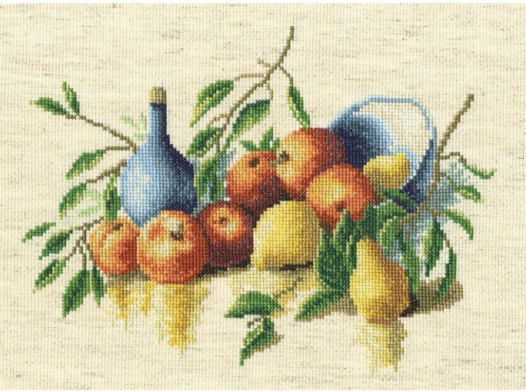 RTO Kreuzstich Set "Stillleben mit Früchten" M354, Zählmuster, 22x16 cm