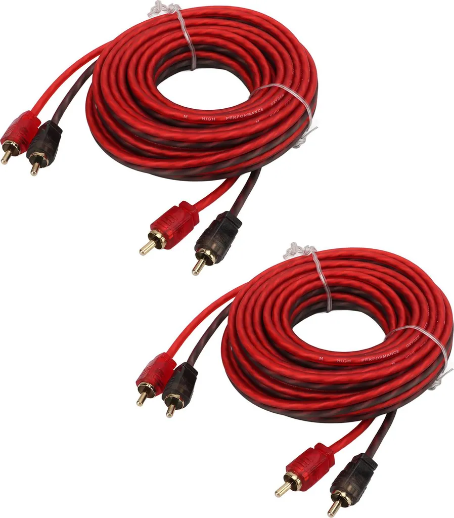 2 Cavi RCA Auto 5m Maschio a Maschio Alta Conduttività Impianti Stereo